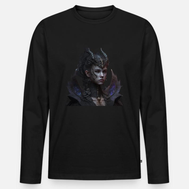Schöner weiblicher Drache - Männer Premium Bio Langarmshirt - Schwarz
