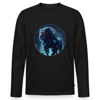 Cyber lion - Men's Premium Organic Long Sleeve Shirt - black - Front - Nico (187cm)