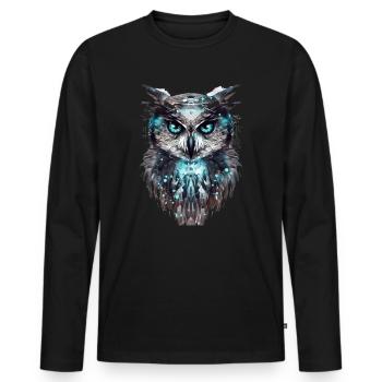 Cyber Owl - Men's Premium Organic Long Sleeve Shirt - black - Front - Nico (187cm)