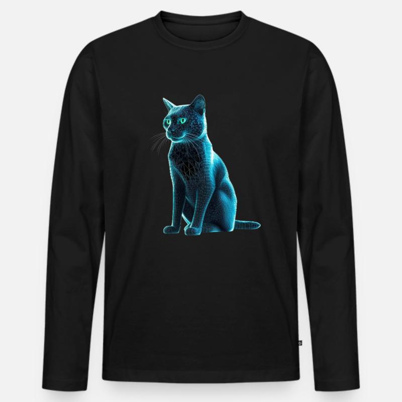 Cyber-Kätzchen - Männer Premium Bio Langarmshirt - Schwarz