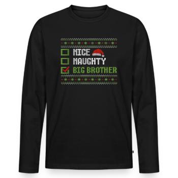 Weihnachten Bruder Humor Nice Naughty Big Brother - Männer Premium Bio Langarmshirt - Schwarz - Vorne - Nico (187cm)