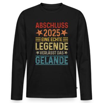 Abschluss 2025 Eine Legende verlässt das Gelände - Männer Premium Bio Langarmshirt - Schwarz - Vorne - Nico (187cm)