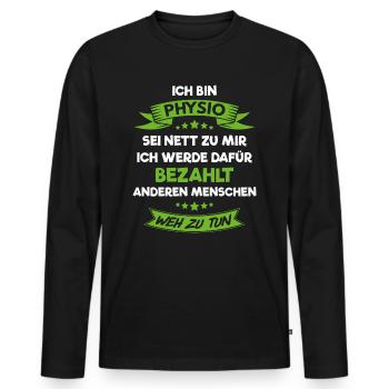 Physiotherapeut Physiotherapie Physio Geschenk - Männer Premium Bio Langarmshirt - Schwarz - Vorne - Nico (187cm)