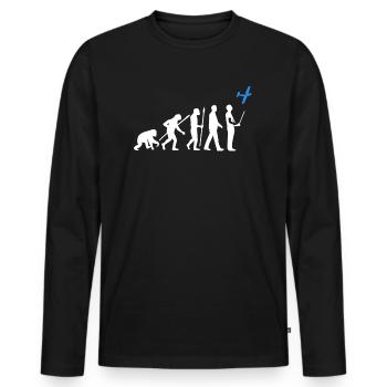 Modellflug Evolution - Männer Premium Bio Langarmshirt - Schwarz - Vorne - Nico (187cm)