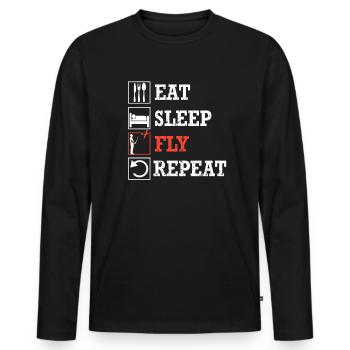 manger sommeil répéter répéter - old school rétro vintage - T-shirt manches longues Premium bio Homme - noir - Devant - Nico (187cm)