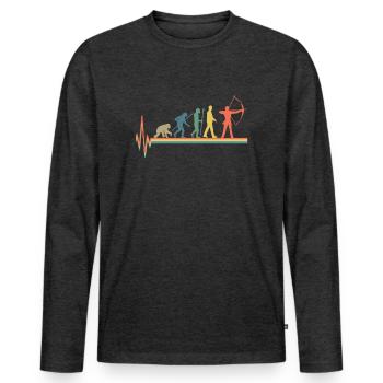 Evolution Bogenschiessen Archery heartbeat - Männer Premium Bio Langarmshirt - Anthrazit meliert - Vorne - Nico (187cm)