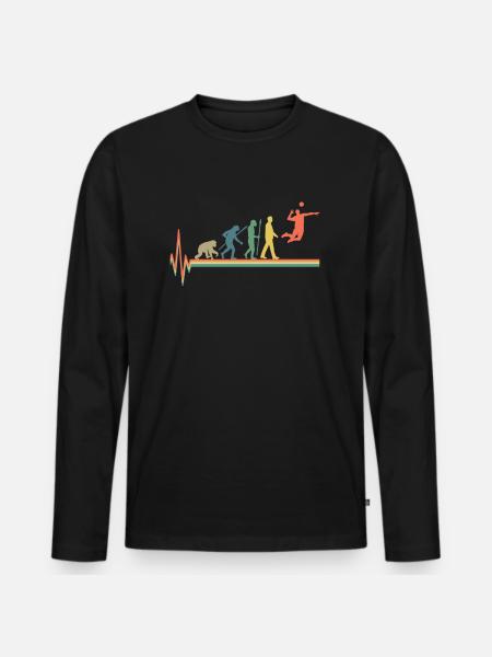 Evolution Volleyball Retro heartbeat - Men's Premium Organic Long Sleeve Shirt - black