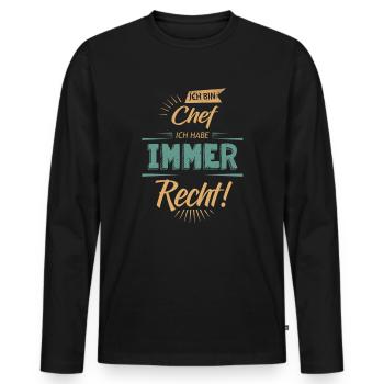 Ich bin der Chef - Männer Premium Bio Langarmshirt - Schwarz - Vorne - Nico (187cm)