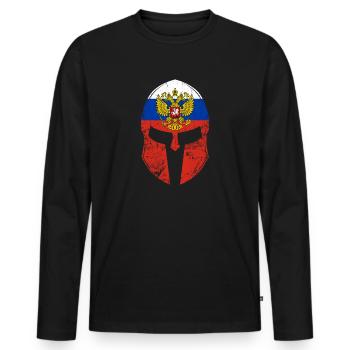 T-shirt Russie Russes - T-shirt manches longues Premium bio Homme - noir - Devant - Nico (187cm)