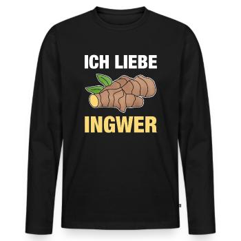 Ich liebe Ingwer Ginger Geschenk - Männer Premium Bio Langarmshirt - Schwarz - Vorne - Nico (187cm)