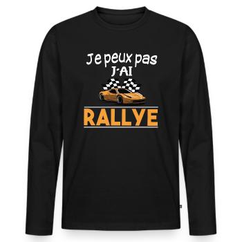 Rallye. Course automobile. Cadeau t-shirt humour - T-shirt manches longues Premium bio Homme - noir - Devant - Nico (187cm)
