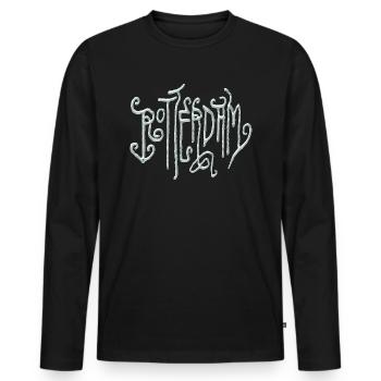 Rotterdam - Men's Premium Organic Long Sleeve Shirt - black - Front - Nico (187cm)