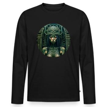 Dunkle Fee - Männer Premium Bio Langarmshirt - Schwarz - Vorne - Nico (187cm)