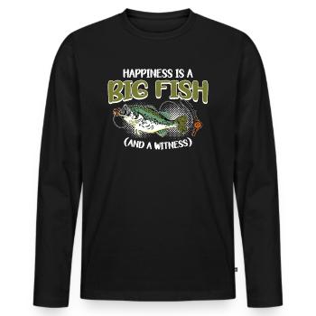 Angler Angeln Geschenkidee Happiness Is A Big Fish - Männer Premium Bio Langarmshirt - Schwarz - Vorne - Nico (187cm)