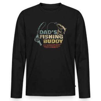 Pêcheur à la ligne Papa Fils Papa Compagnon De Pêche Papa - T-shirt manches longues Premium bio Homme - noir - Devant - Nico (187cm)
