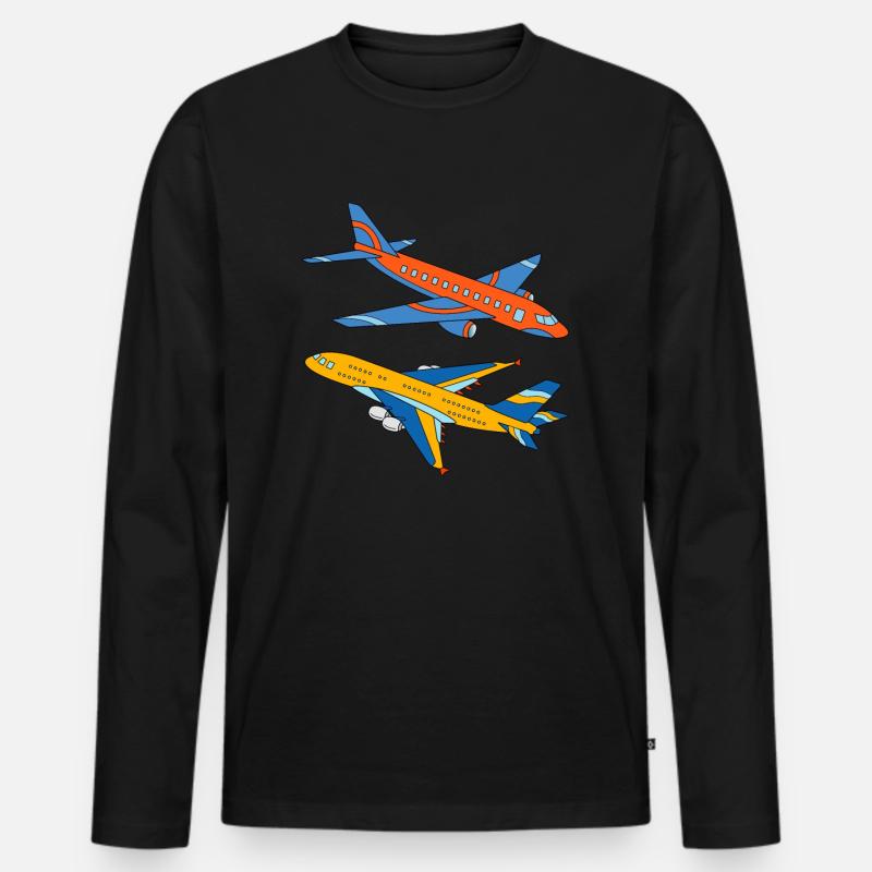 Große Flugzeuge - Männer Premium Bio Langarmshirt - Schwarz