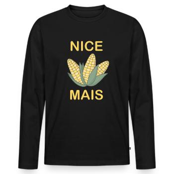 Funny Nice Corn saying as a gift farmer - Men's Premium Organic Long Sleeve Shirt - black - Front - Nico (187cm)