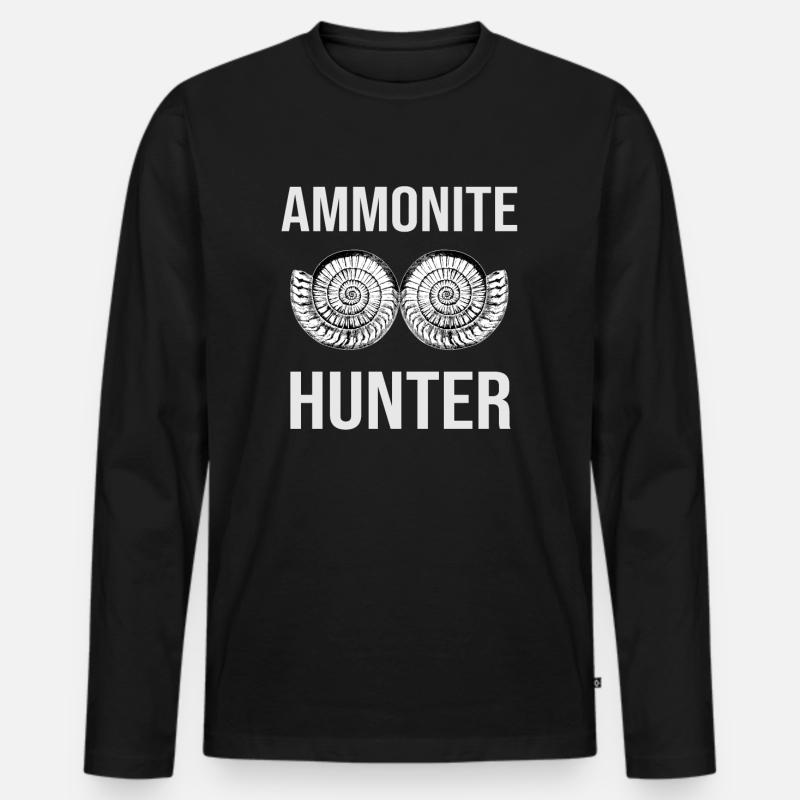 Ammonite Hunter Fossil - Männer Premium Bio Langarmshirt - Schwarz