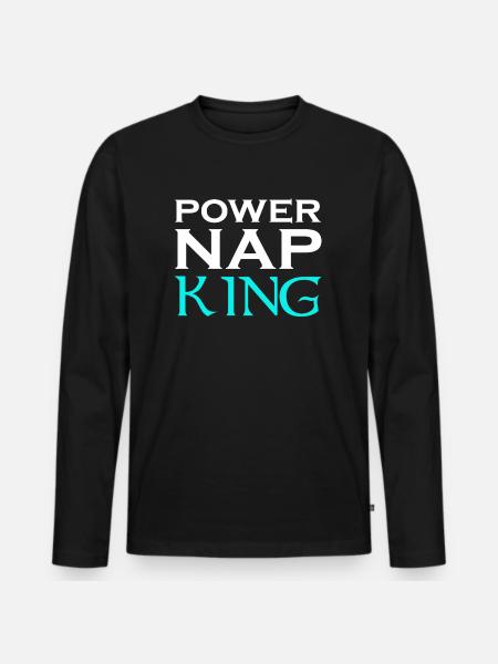Power Nap King Design Motif - Men's Premium Organic Long Sleeve Shirt - black