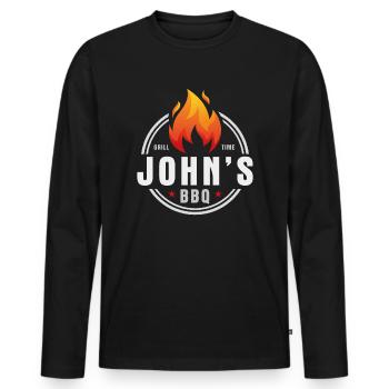 Johns BBQ - Men's Premium Organic Long Sleeve Shirt - black - Front - Nico (187cm)