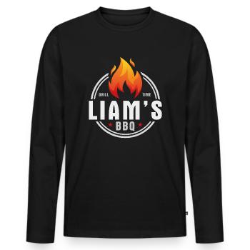 Liams BBQ - Männer Premium Bio Langarmshirt - Schwarz - Vorne - Nico (187cm)