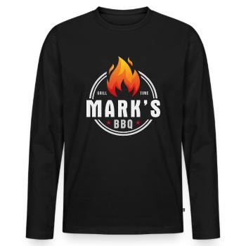 Marks BBQ - Männer Premium Bio Langarmshirt - Schwarz - Vorne - Nico (187cm)