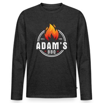 Adams BBQ - Men's Premium Organic Long Sleeve Shirt - heather anthracite - Front - Nico (187cm)
