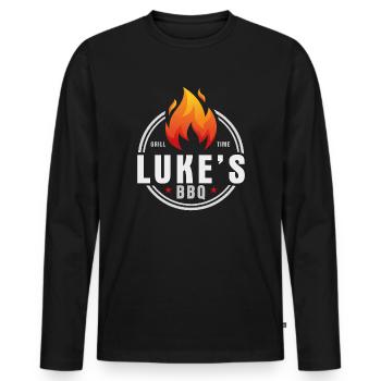 Lukes BBQ - Men's Premium Organic Long Sleeve Shirt - black - Front - Nico (187cm)