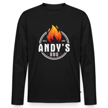 Andys BBQ - Men's Premium Organic Long Sleeve Shirt - black - Front - Nico (187cm)