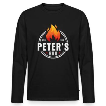 Peters BBQ - Men's Premium Organic Long Sleeve Shirt - black - Front - Nico (187cm)