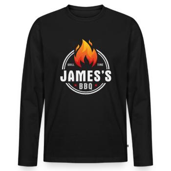 Jamess BBQ - Men's Premium Organic Long Sleeve Shirt - black - Front - Nico (187cm)