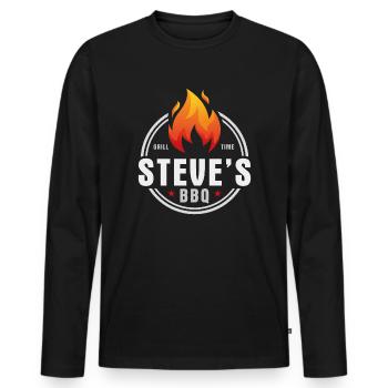 Steves BBQ - Männer Premium Bio Langarmshirt - Schwarz - Vorne - Nico (187cm)