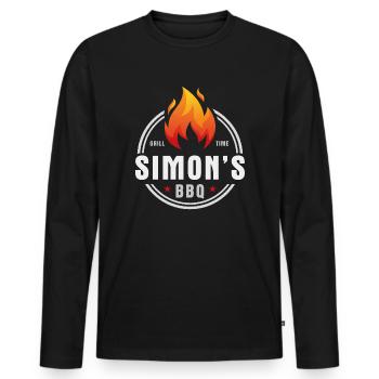 Simons BBQ - T-shirt manches longues Premium bio Homme - noir - Devant - Nico (187cm)
