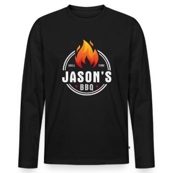 Jasons BBQ - T-shirt manches longues Premium bio Homme - noir - Devant - Nico (187cm)