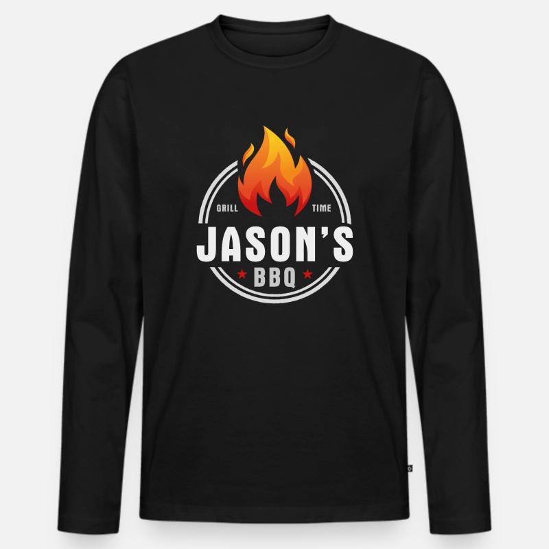 Jasons BBQ - Männer Premium Bio Langarmshirt - Schwarz