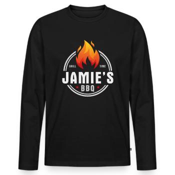 Jamies BBQ - Men's Premium Organic Long Sleeve Shirt - black - Front - Nico (187cm)