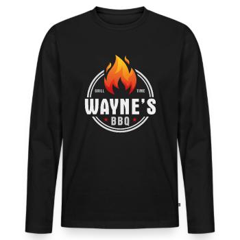 Waynes BBQ - Männer Premium Bio Langarmshirt - Schwarz - Vorne - Nico (187cm)