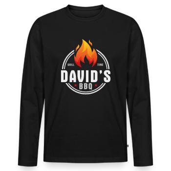 Davids BBQ - Men's Premium Organic Long Sleeve Shirt - black - Front - Nico (187cm)