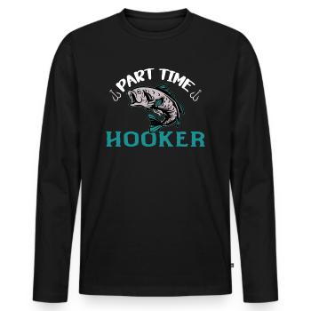 Pêcheur pêcheur pêche pêche idée cadeau humour - T-shirt manches longues Premium bio Homme - noir - Devant - Nico (187cm)