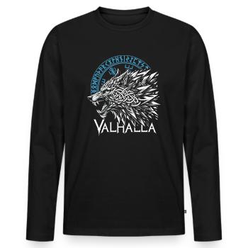 Valhalla Wolf Geri Runes Odin boussole nordique - T-shirt manches longues Premium bio Homme - noir - Devant - Nico (187cm)