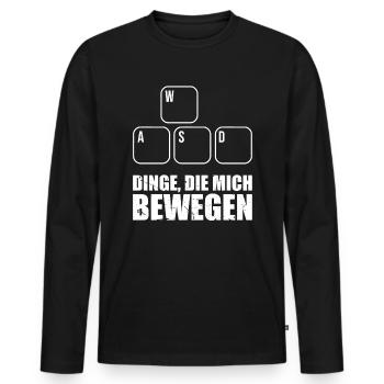 Dinge Die Mich Bewegen Shirt WASD Shirt PC Gamer - Männer Premium Bio Langarmshirt - Schwarz - Vorne - Nico (187cm)