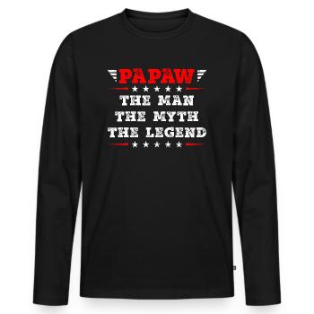 Papa Grandpa Saying Papaw The Man The Myth The Legend - Men's Premium Organic Long Sleeve Shirt - black - Front - Nico (187cm)