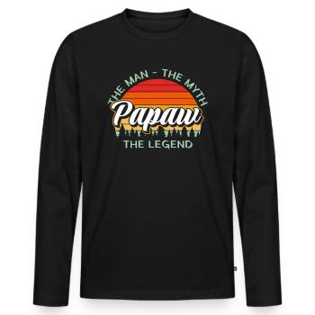 Papa Père Grand-père Idée Cadeau Papaw Disant Rétro - T-shirt manches longues Premium bio Homme - noir - Devant - Nico (187cm)