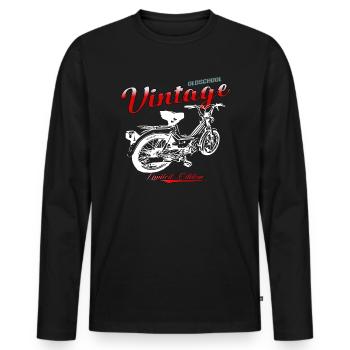 Mofa Moped Mokick Kult Vintage - Männer Premium Bio Langarmshirt - Schwarz - Vorne - Nico (187cm)