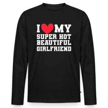 Ich Liebe Meine Freundin Paare Freund Geschenkidee - Männer Premium Bio Langarmshirt - Schwarz - Vorne - Nico (187cm)