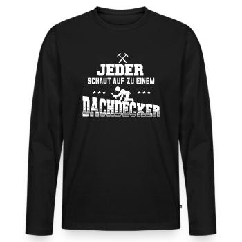 Dachdecker Zimmermann - Männer Premium Bio Langarmshirt - Schwarz - Vorne - Nico (187cm)