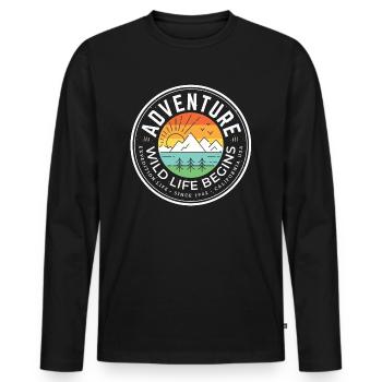 aventure - T-shirt manches longues Premium bio Homme - noir - Devant - Nico (187cm)