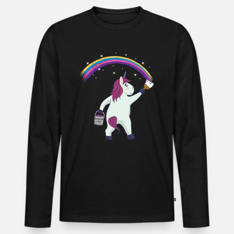 Einhorn Regenbogen - Männer Premium Bio Langarmshirt - Schwarz