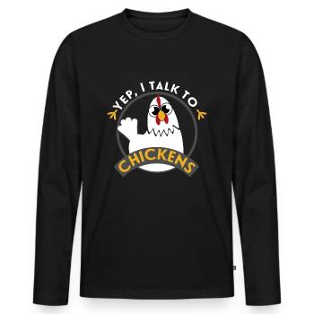 Parlez à mes poules - T-shirt manches longues Premium bio Homme - noir - Devant - Nico (187cm)
