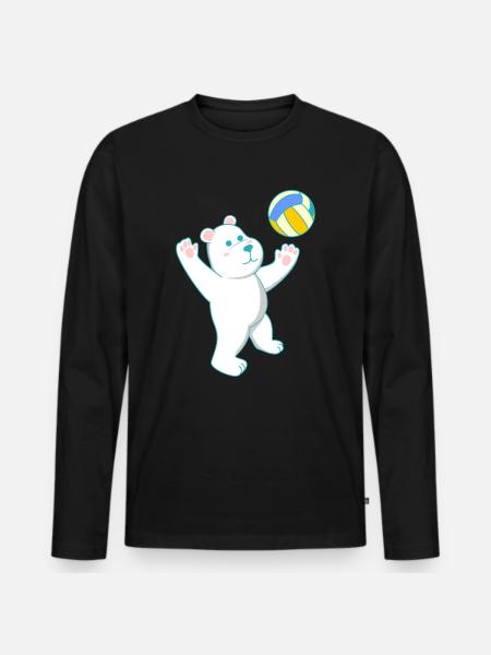 Volleyball Polar Bear - Men's Premium Organic Long Sleeve Shirt - black